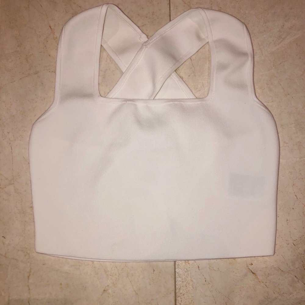 (NWT)H&M NEW thick strap cross back white tank top